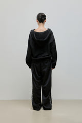 V-neck Logo Hoodie_Black