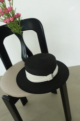 MONO RIBBON STRAW BOATER HAT