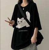 XキャットボクシーフィットニットショートスリーブT