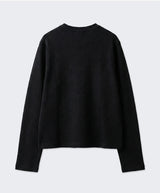 ワッフルクロップヘンリーネックTシャツ ブラック