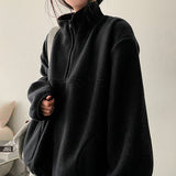 Undun incision coloration Fleece half zip-up