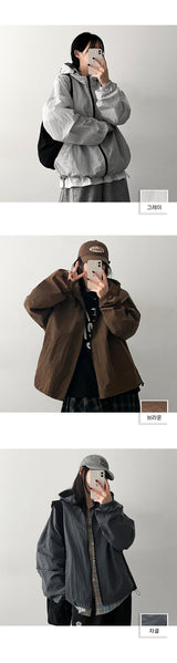 E-D two-way windbreaker hooded jumper