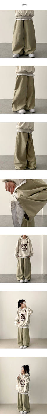 Moody deep color pitch tantan cotton banding wide pants