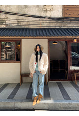 Beads Burton No Collar Round Fur Jacket
