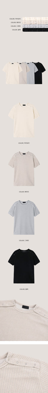 [S/S] ダブルショルダーボタンハーフニット(4color)