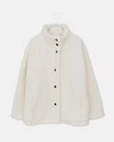 Haking High-Neck Button Sherpa Fur Loose-Fit Jumper