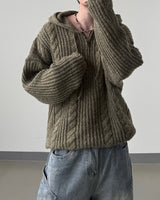 Lune Cable Half Zip-Up Hoodie Knit