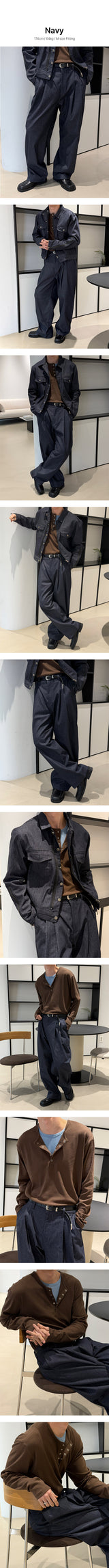 [SET UP가능] Non pade herringbone denim slacks(2color)