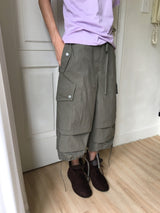 Elise Nylon Wide Capri Bermuda Pants