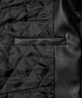 シンセティックレザーキルティングジャケット - ブラック