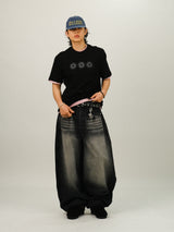 SS Wide Balloon Banding Denim Pants