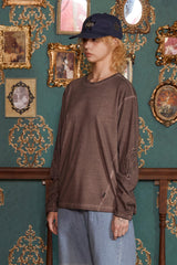 DYED ARGYLE LONG SLEEVE T SHIRT / BROWN