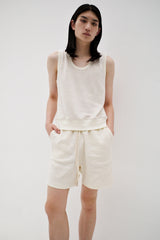 Cotton blend tweed shorts, Cream