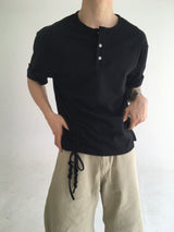 rope henley neck short sleeve(2colors)