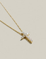 Cross Rope Chain Necklace Gold-S
