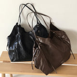 Mucoon Belt Big Shopper Leather Shoulder Bag