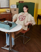 HEART PRINT VOLUME SHIRT [BEIGE]