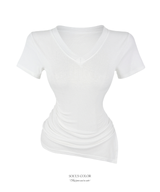 Slim v-neck shirring top (2color)