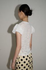 フローラル レースパフトップ(White)