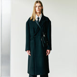 wool blended maximal double coat black