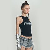 Halter Print Sleeveless Top [Black]