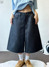 Teki Check Pocket Wide Denim Bermuda Shorts 2color