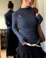 ぺウルシャスリットモックネックロングスリーブT