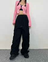 ANGORA TERRY CLOTH TWO-BUTTON LONG-SLEEVE CROPPED VIVID CARDIGAN KNIT - 2 COLOR