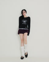 Kibet Heart Vintage Printed Long Sleeve T-Shirt