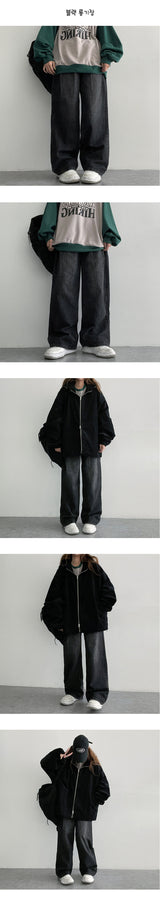 [3 Tier length] [S–2XL] ナキンピンタックウォッシュドワイドデニムパンツ