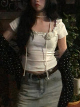 Rose Frill Strap Tee