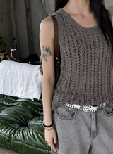 Gray washed damage wide pants
