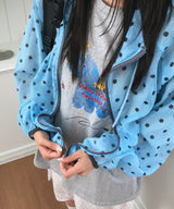 Danbury See-through Dot Hooded Loose Fit Jumper Summer Outerwear 3 Colors