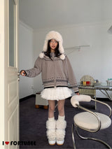 Jacquard Isle Hooded Knitwear Zip-Up Cardigan