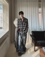 25FW★ [LANARCH] Destroyed Check Shirt