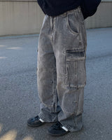 (Unisex) Monster cargo denim pants