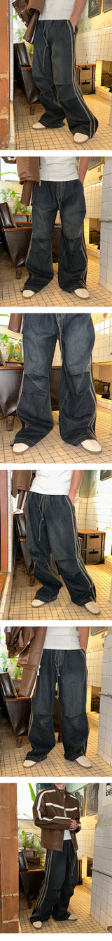 [UNISEX] パラシュートトレーニングデニムパンツ