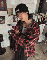 Allen crack check hood shirt