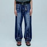 navajo パターンカットオフデニムパンツ indigo blue