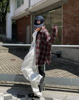 Posi smooth overfit checked shirt