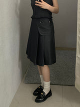 Aveni Pocket Banding Midi Skirt