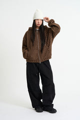 Dot fleece hood zip-up