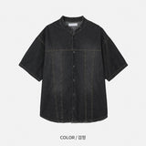 ダブルステッチデニムショートスリーブシャツ (2 Colors)