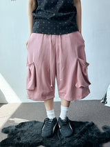 Pla West Fold Cargo Terry Bermuda Shorts 3color