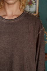DYED ARGYLE LONG SLEEVE T SHIRT / BROWN