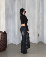 Rose dark blue low bootcut jeans