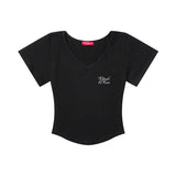 スクリプトロゴクロップⅤネックTシャツ (SCVKNK-104)