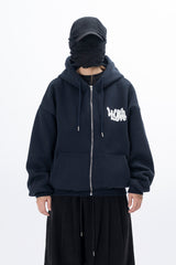 WITH LOVE Boucle Embroidery Hood zip-up