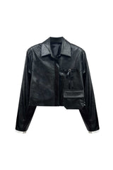 MOLLY LEATHER CROP JACKET / BLACK