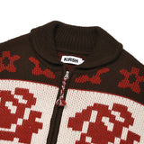 ウールカウチンニットジップアップ [BROWN]
